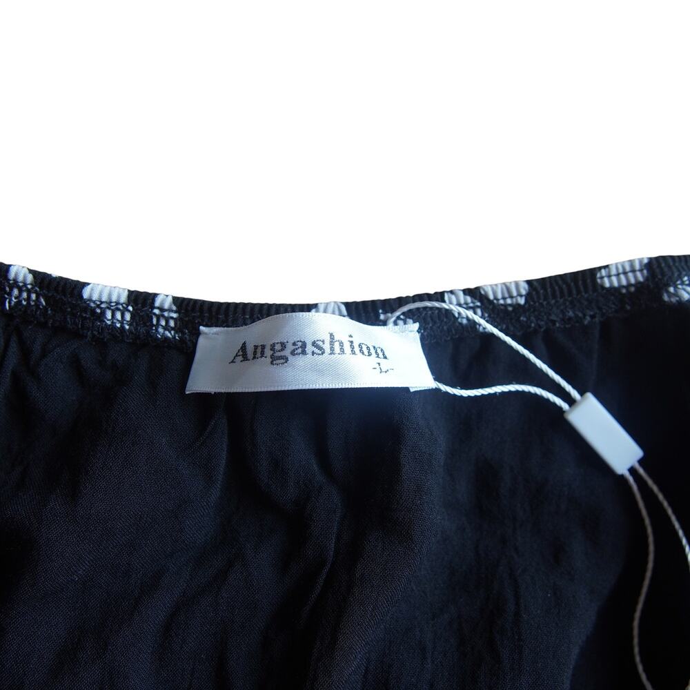 Angashion Black White Polka Dot Halter Romper L Lined Flowy Summer - Picture 5 of 12